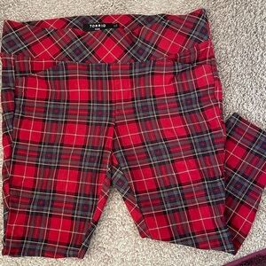 Pixie Luxe Ponte Skinny Pant Red Plaid - Size 2 Short